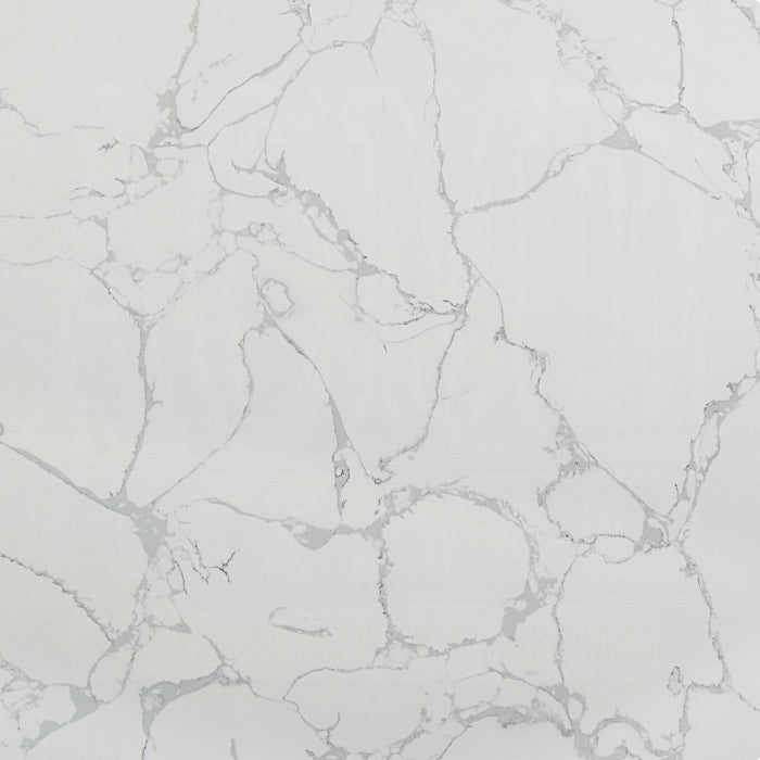 DN04055-5PC 5 pc Koen white and black engineered marble 48" round dining table set grey boucle chairs