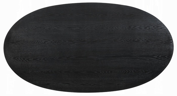 DN04065-66-5PC 5 pc Marioly ash black finish wood 78" oval dining table set white boucle chairs