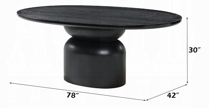 DN04065-5PC 5 pc Marioly ash black finish wood 78" oval dining table set grey boucle chairs