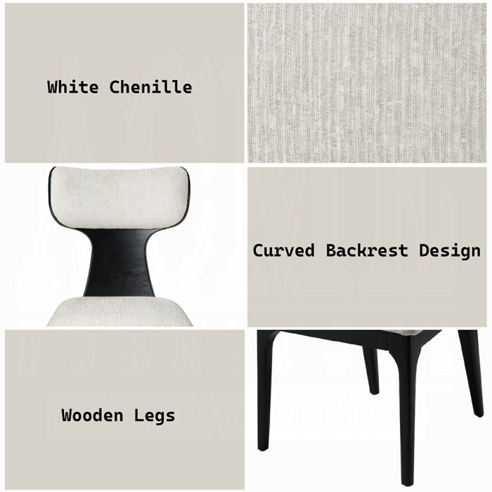 DN04065-66-5PC 5 pc Marioly ash black finish wood 78" oval dining table set white boucle chairs