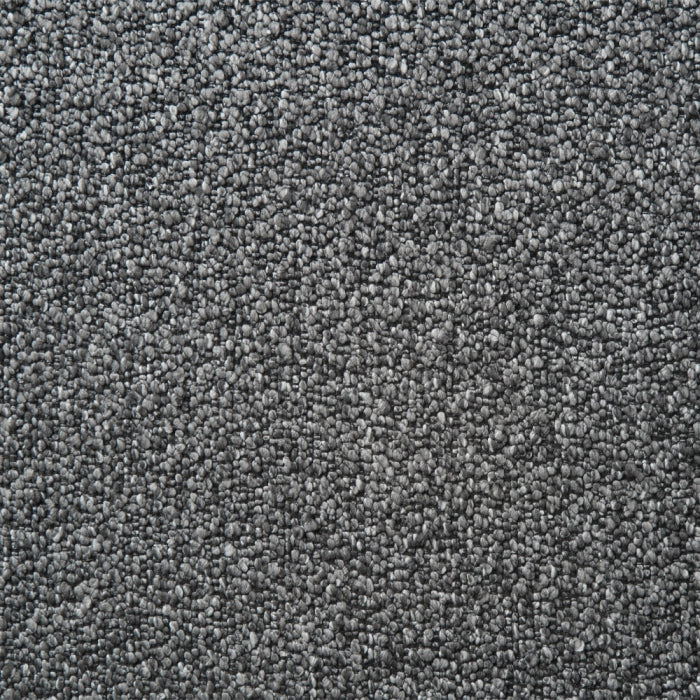 DN04055-5PC 5 pc Koen white and black engineered marble 48" round dining table set grey boucle chairs