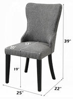 DN04055-5PC 5 pc Koen white and black engineered marble 48" round dining table set grey boucle chairs