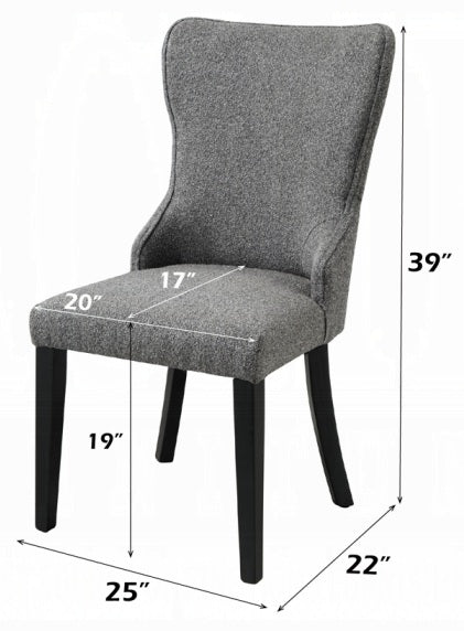 DN04055-5PC 5 pc Koen white and black engineered marble 48" round dining table set grey boucle chairs