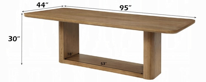 Acme DN04075-7PC 7 pc Zoey oak finish wood mid-century modern dining table set