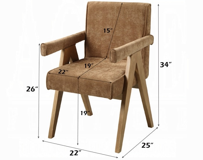 Acme DN04075-7PC 7 pc Zoey oak finish wood mid-century modern dining table set