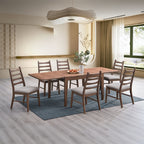 Acme DN04170-7PC 7 pc Mayah walnut finish wood mid century modern dining table set grey chairs