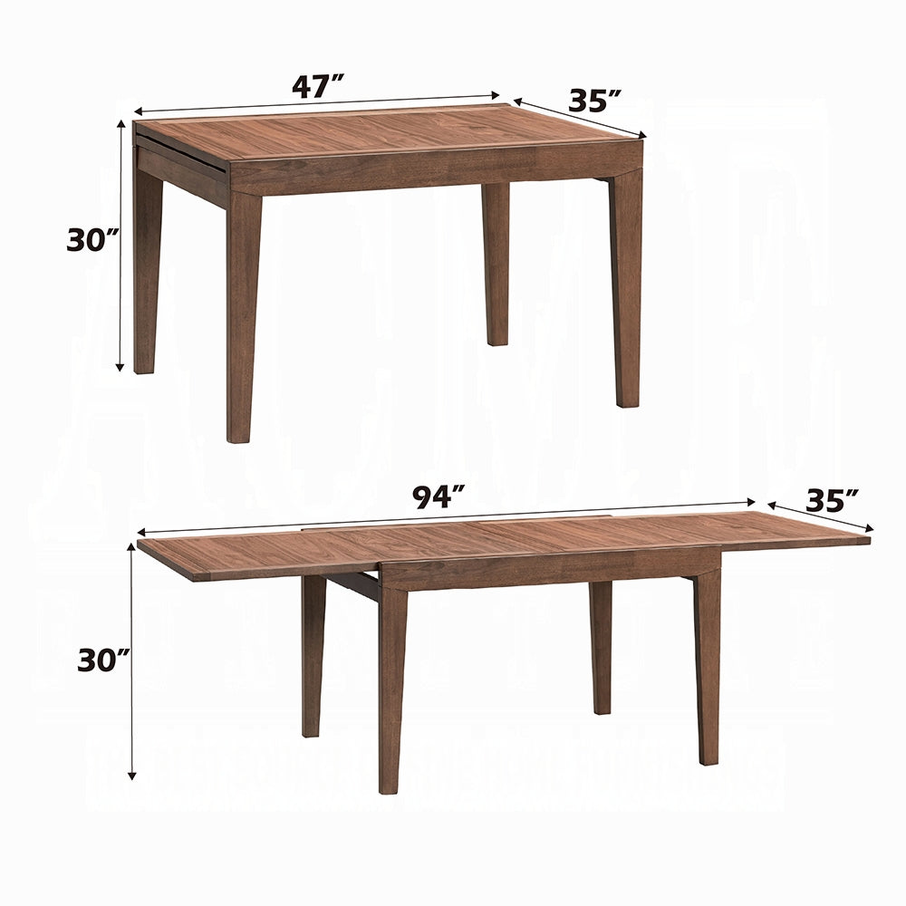 Acme DN04170-7PC 7 pc Mayah walnut finish wood mid century modern dining table set grey chairs