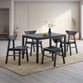 Acme DN04175-5PC 5 pc Briar black finish wood mid-century modern dining table set wood top seats