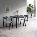 Acme DN04185-3PC 5 pc Briar black finish wood mid-century modern rounded triangle bistro kitchen dining table set padded seats