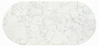 Acme DN04205-7PC 7 pc Zayn white finish pedestals rounded edge white marble top dining table set