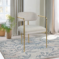 Acme DN04206 Set of 2 Zayn beige chenille fabric dining chairs gold metal frame
