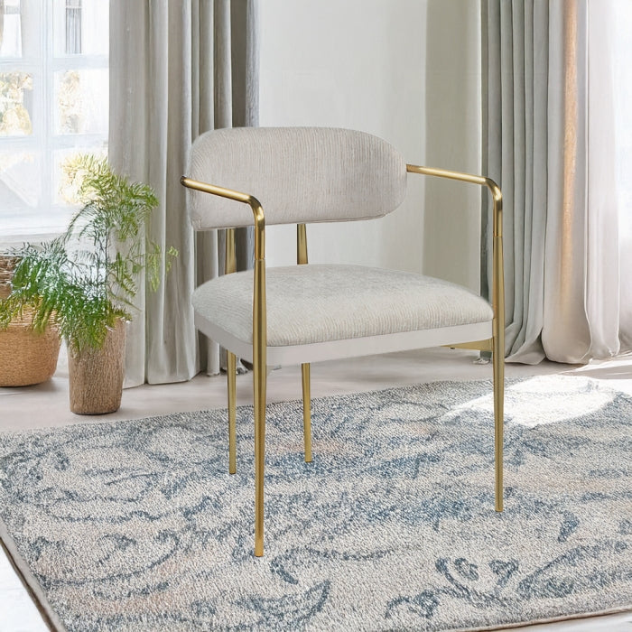 Acme DN04206 Set of 2 Zayn beige chenille fabric dining chairs gold metal frame