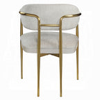 Acme DN04205-7PC 7 pc Zayn white finish pedestals rounded edge white marble top dining table set