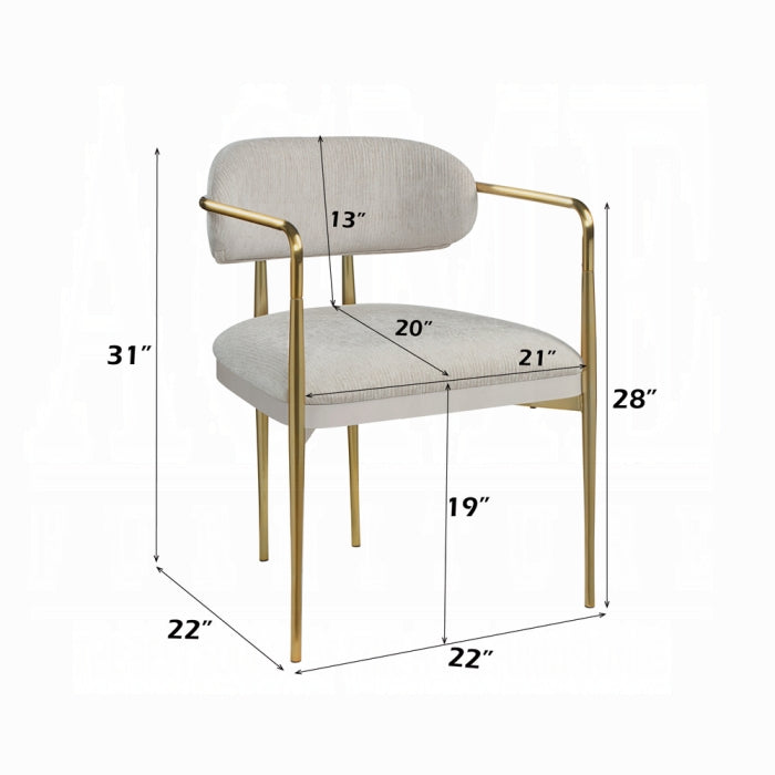 Acme DN04205-7PC 7 pc Zayn white finish pedestals rounded edge white marble top dining table set
