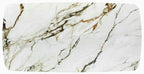 Acme DN04295-7PC 7 pc Cora golden champagne finish rounded edge white ceramic marble top dining table set