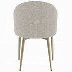 Acme DN04295-7PC 7 pc Cora golden champagne finish rounded edge white ceramic marble top dining table set