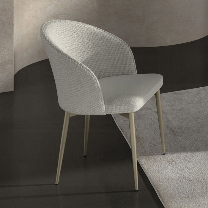 Acme DN04295-7PC 7 pc Cora golden champagne finish rounded edge white ceramic marble top dining table set