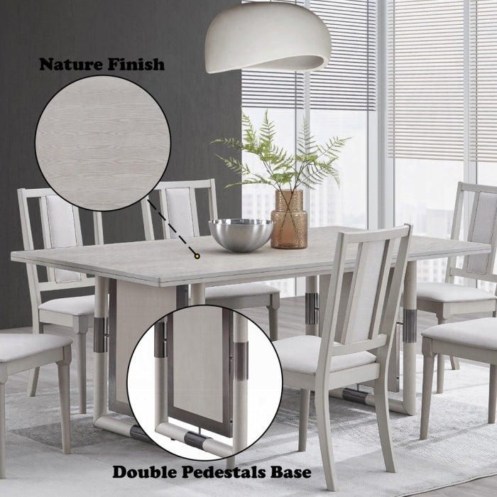 DN04310-7PC 7 pc Marta natural grey finish wood dining table set