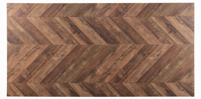 Acme DN04395-7PC  7 pc Gilsea brown finish wood chevron parquet design top dining table set