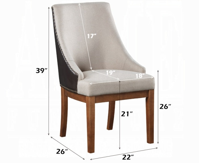 Acme DN04395-7PC  7 pc Gilsea brown finish wood chevron parquet design top dining table set