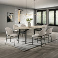 Lark Black Metal Frame & Travertine Top 79" 7-Piece Dining Table Set – DN04675-7PC