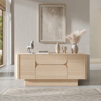 Acme DN04748  Inca travertine stone top mid century modern buffet sideboard server cabinet