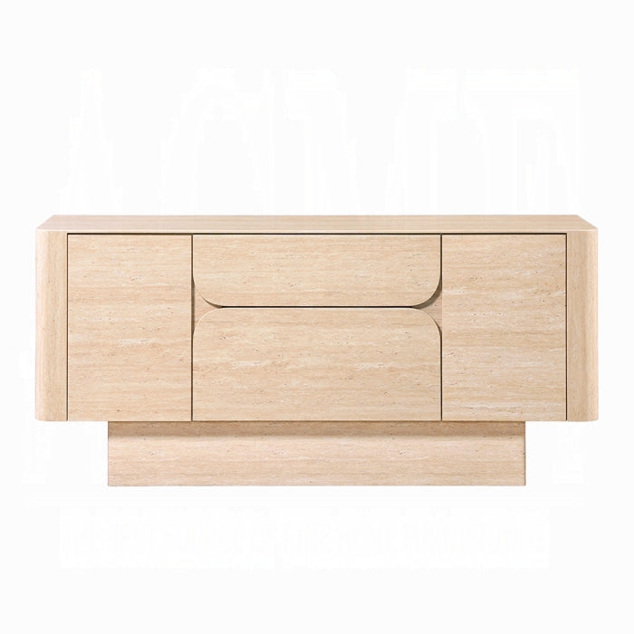Acme DN04748  Inca travertine stone top mid century modern buffet sideboard server cabinet