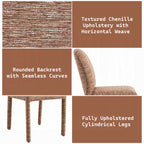 Acme DN04755-7PC 7 pc Lidi natural finish wood faux marble top mid century modern dining table set brown chenille chairs