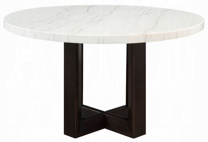 Acme DN05205-5PC  5 pc Edwyn 54" round marble top espresso finish wood dining table set