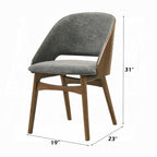 Acme DN06270-7PC 7 pc Delmon walnut finish wood mid-century modern dining table set grey fabric and wood back chairs