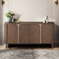 Acme Ouida Walnut Finish Wood Gold Trim Dining Buffet Server Sideboard Cabinet – DN06994