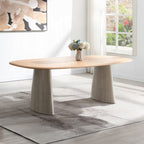 Ogin Light Oak & Travertine 87" 7-Piece Dining Table Set – DN07070-7PC