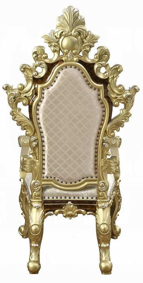 Acme DN60000-7PC 7 pc Astoria grand Desiderius antique gold finish wood 18th century french inspired baroque ornate 107" glass top dining table set