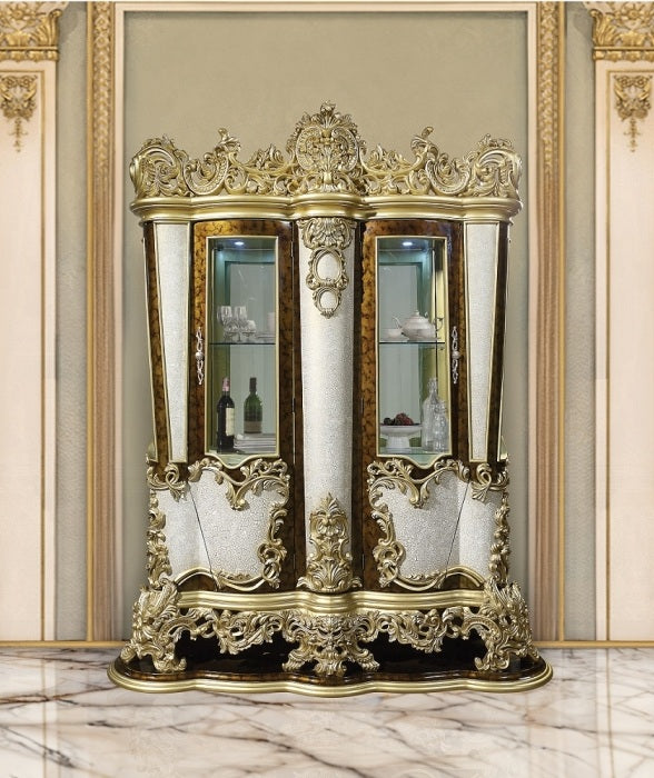 Acme DN60003 2 pc Desiderius antique gold finish wood 18th century french inspired baroque ornate Curio