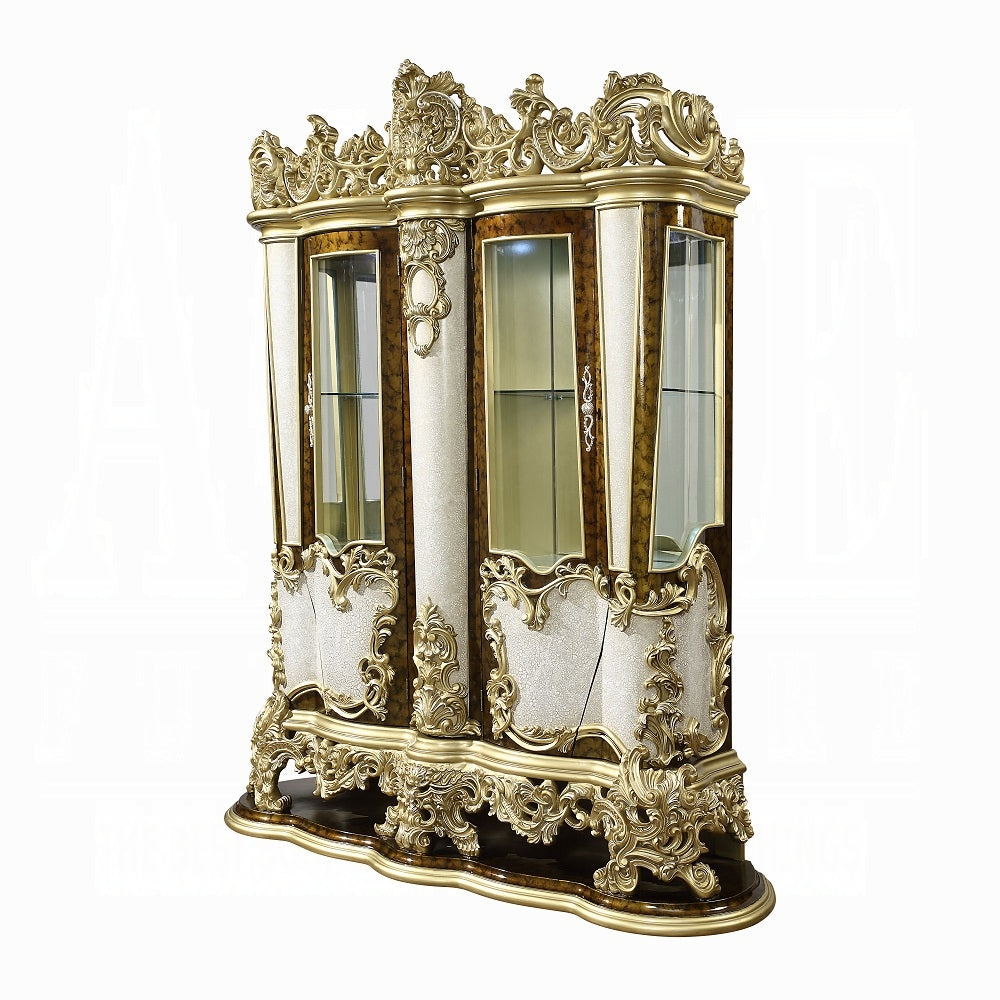 Acme DN60003 2 pc Desiderius antique gold finish wood 18th century french inspired baroque ornate Curio