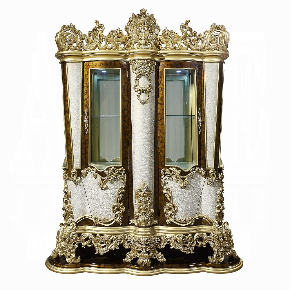 Acme DN60003 2 pc Desiderius antique gold finish wood 18th century french inspired baroque ornate Curio