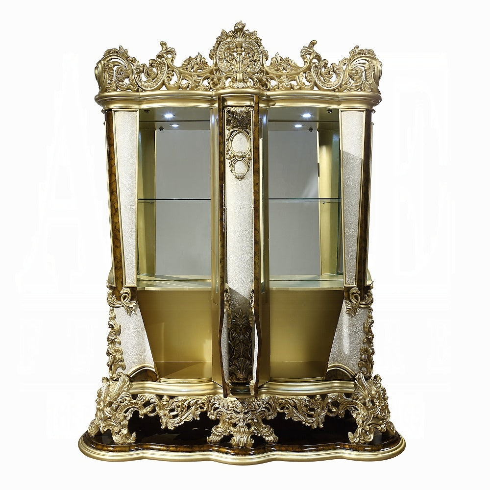 Acme DN60003 2 pc Desiderius antique gold finish wood 18th century french inspired baroque ornate Curio
