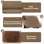 Acme DN60020-7PC 7 pc Jamonica wood grain finish top gold pedestal bases mid-century modern 120" dining table set