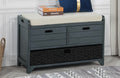 Best Master Arianda 32" Navy Blue Wood Sofa Entry Bench with Drawers and Cushion – DP103NAB
