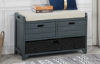 Best Master Arianda 32" Navy Blue Wood Sofa Entry Bench with Drawers and Cushion – DP103NAB