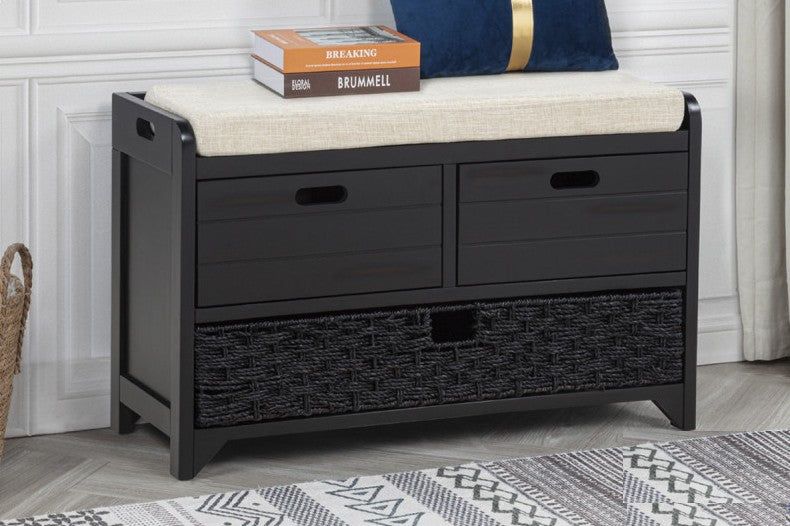 Best Master Arianda 32" Espresso Wood Sofa Entry Bench with Drawers and Cushion – DP103B