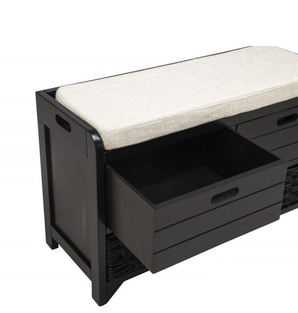 Best Master Arianda 32" Espresso Wood Sofa Entry Bench with Drawers and Cushion – DP103B