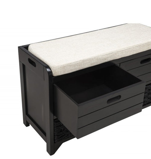 Best Master Arianda 32" Espresso Wood Sofa Entry Bench with Drawers and Cushion – DP103B