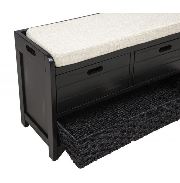 Best Master Arianda 32" Espresso Wood Sofa Entry Bench with Drawers and Cushion – DP103B