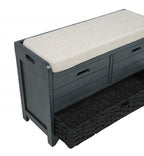 Best Master Arianda 32" Navy Blue Wood Sofa Entry Bench with Drawers and Cushion – DP103NAB