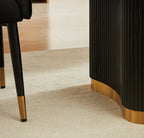 DT0227GB-5PC-BK 5 pc Anamra black finish wood 70" dining table set gold accents double pedestal black chairs