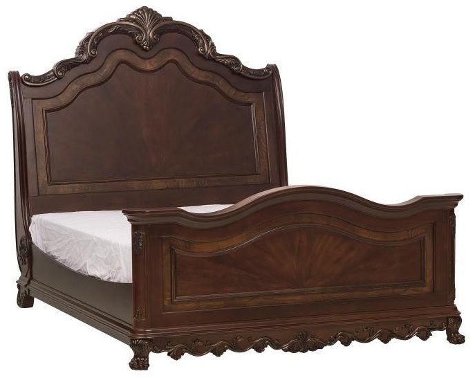 Homelegance 2243SL-4PC 4 pc deryn park ii cherry finish wood carved accents bedroom set