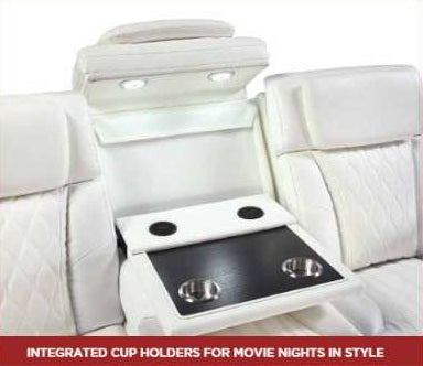 2 pc Electra white faux leather power motion sofa and love seat with massagers and LED , wireless charging, LEDS , cup holders
