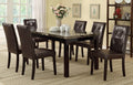 Poundex F2093-1078 7 pc avenue ii espresso finish wood table faux marble top dining table set