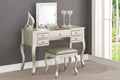 Poundex F4145 3 pc Canora grey kenosha silver finish wood make up bedroom vanity set flip up mirror